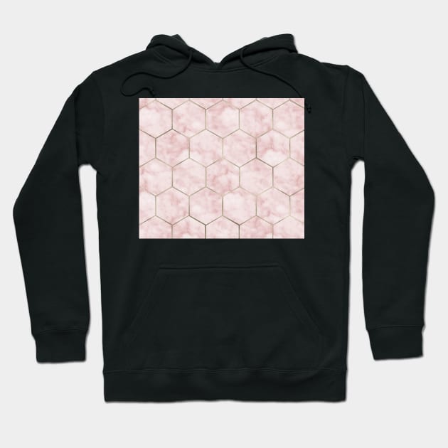 Cloudy pink marble hexagons Hoodie by marbleco